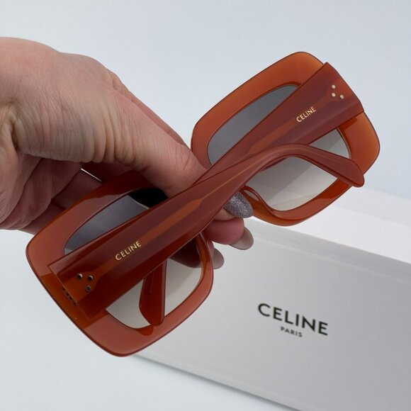 Celine CL40263I 42F 3 DOTS BRAND NEW Sunglasses Orange Gradient Brown Women - Picture 3 of 9